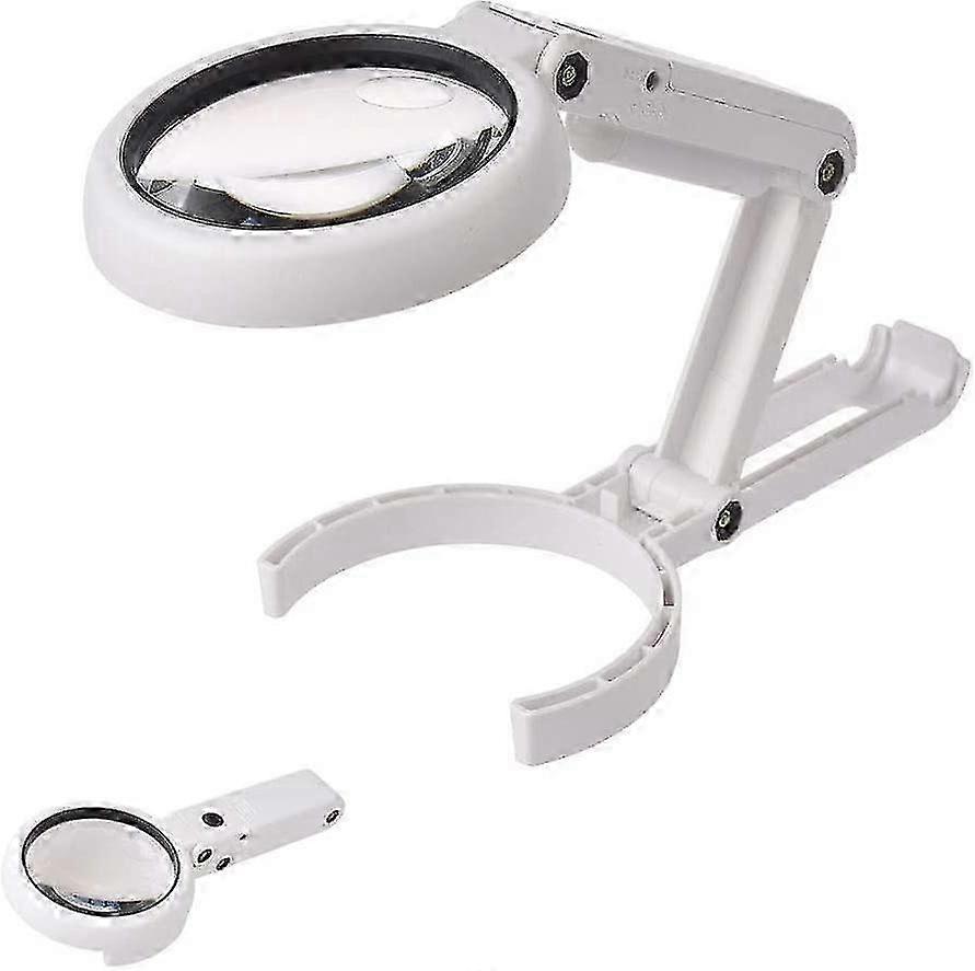Folding LED Desk Magnifying Lamp 5x 11x Magnifier Glass with Light and Stand