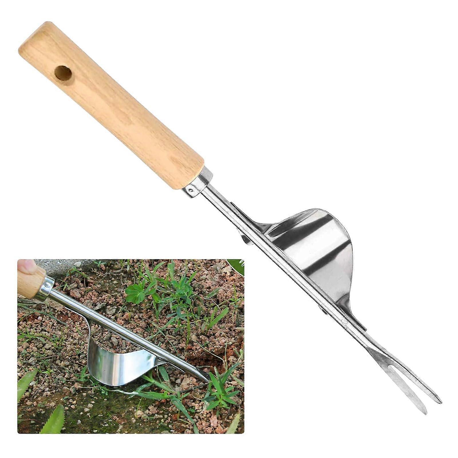 Weed Remover Tool – Stainless Steel Garden Weeder with Metal Lever Base and V-Shaped Fork for Effective Weed Control