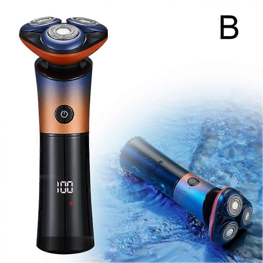 Orange (B)$ shaver electric rotary intelligent floating 3D full body washable shaver rechargeable men's beard shaver