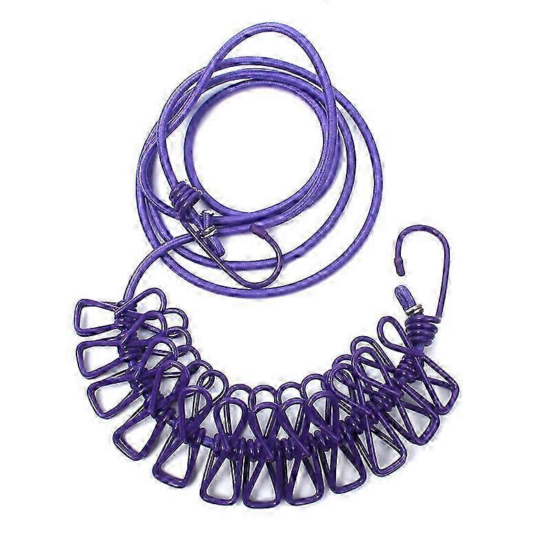 Adjustable Elastic Portable Clothesline with Clips, Elastic Retractable Clothesline Suitable for Outdoor Use