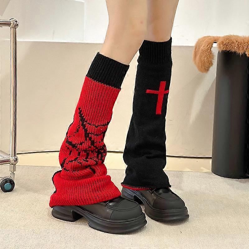 1Pair Cross Pattern Sock Covers Knitted Spider web Pattern Cold-Proof Versatile