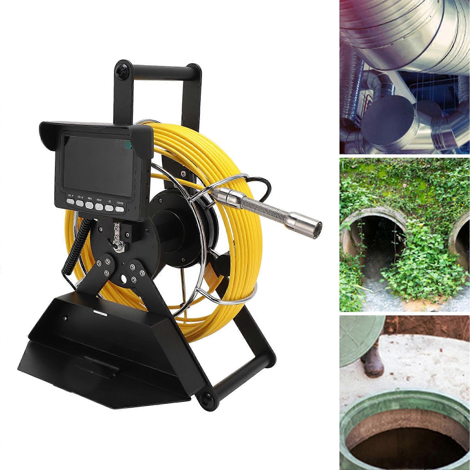 Industrial Sewer Camera with 4.3in LCD Screen DVR Recording Pipeline Snake Camera Pipe Drain Inspection Camera 100‑240V 50m / 164ft US Plug