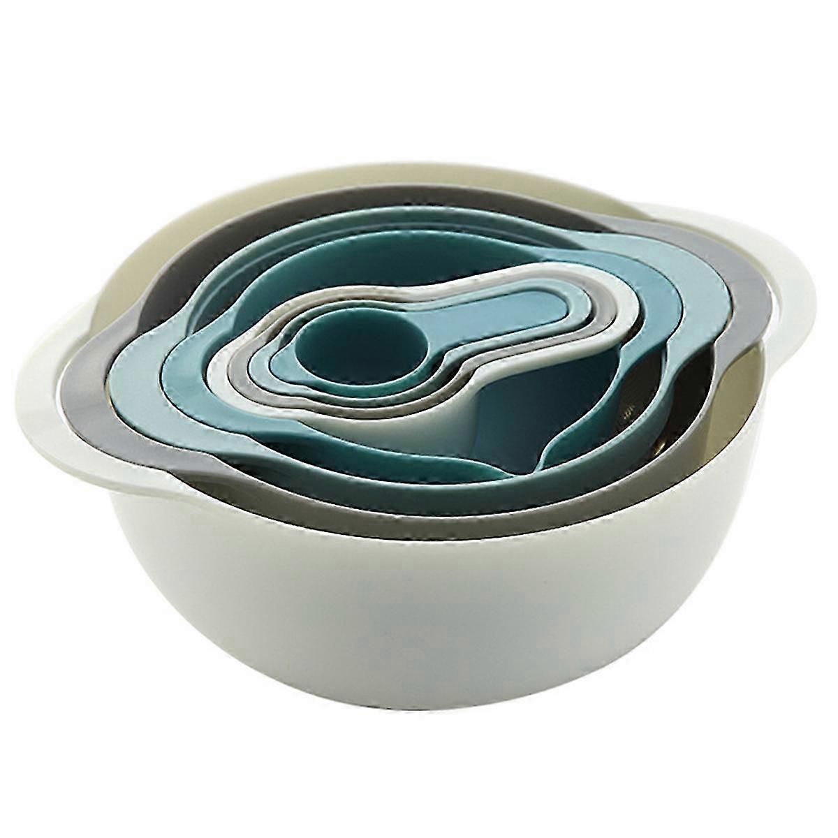 Non-Slip Rubber Base Mixing Bowls with Hanging Hole, Space-Saving Rainbow Kitchen Set (8")