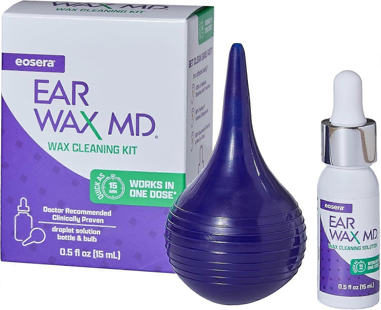 eosera EAR WAX MD Kit - Fast-Acting Ear Wax Removal Drops, 15mL and Rinsing