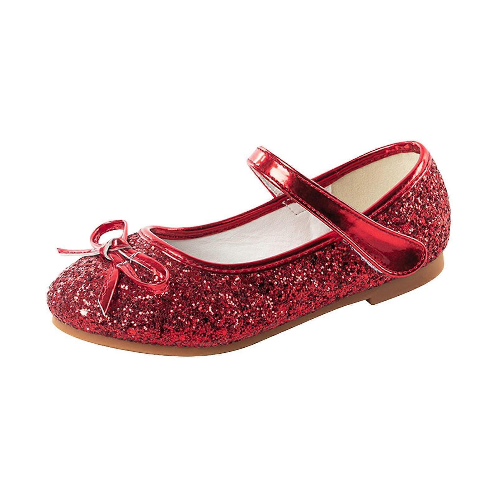 Mary Jane Shoes for Girls - Red Glitter Sequins Dress Sandals, Cute Elegant  School Shoes, Size 27 EU, Parties and Weddings | Fruugo US