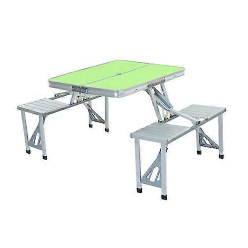 Outdoor Camping folding table and chair set – portable picnic table with 4 chairs – easy to fold and transport – ideal for camping, picnics Green