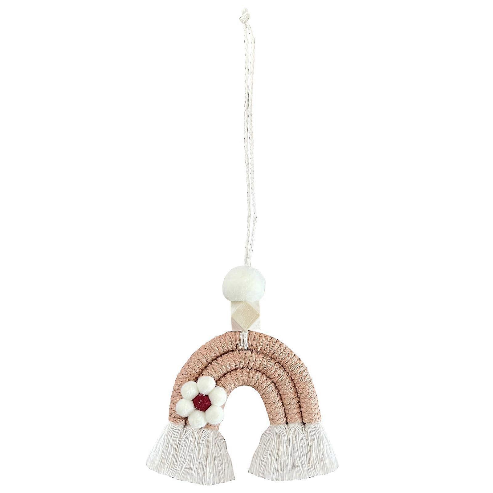 Handwoven Rainbow Keychain, Colorful Car Accessory, Versatile Auto Interior Ornament, Durable Material