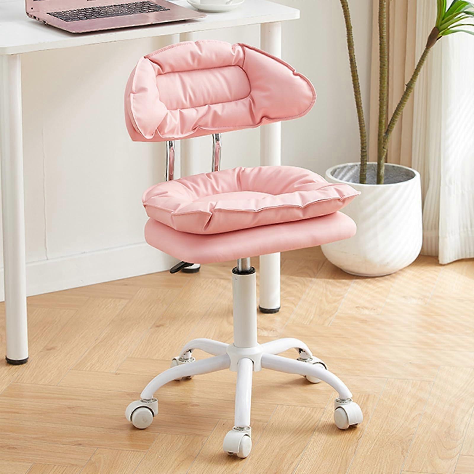 WorkWashbasin chair – Side chair with metal frame, comfortable lumbar support, swivel bar stool (Pink)