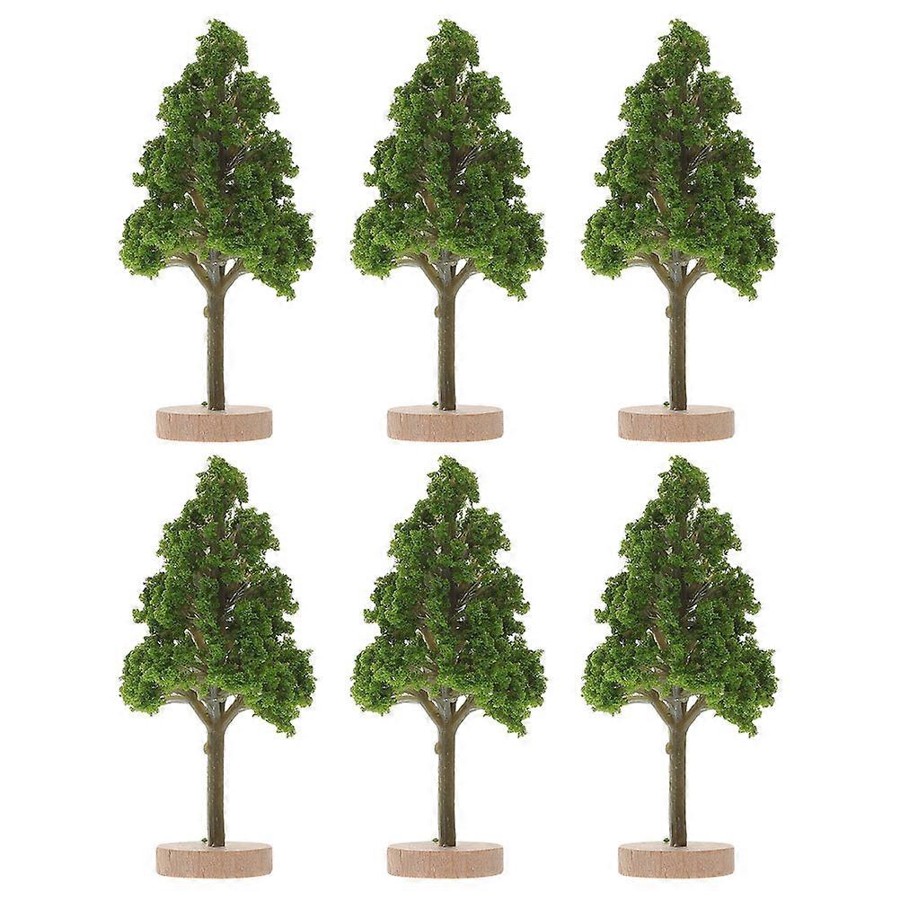 Plastic Model Trees Miniature Street Trees Realistic Design Fairy Garden Craft Projects Green 6Pcs