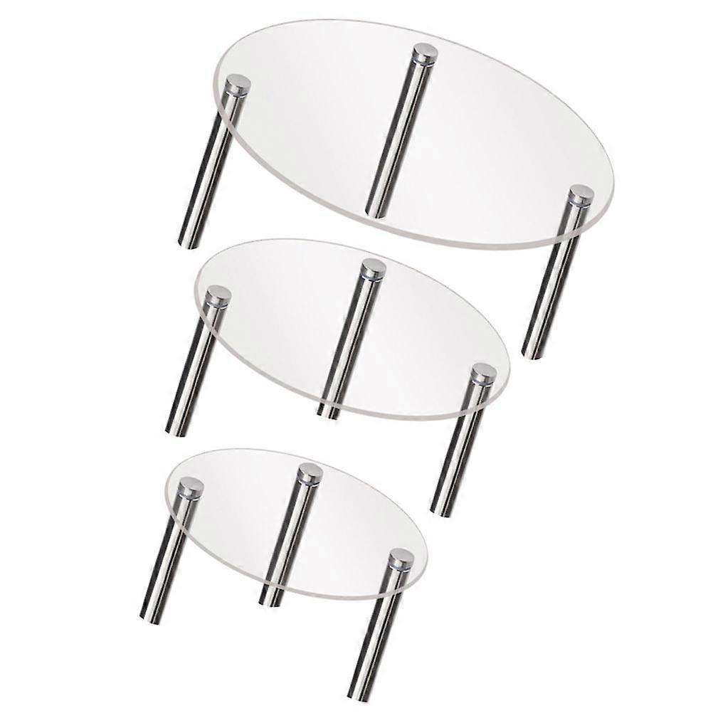 Party Cake Holder Desktop Cake Tray Multi-Function Dessert Display Stand Transparent Round 3Pcs