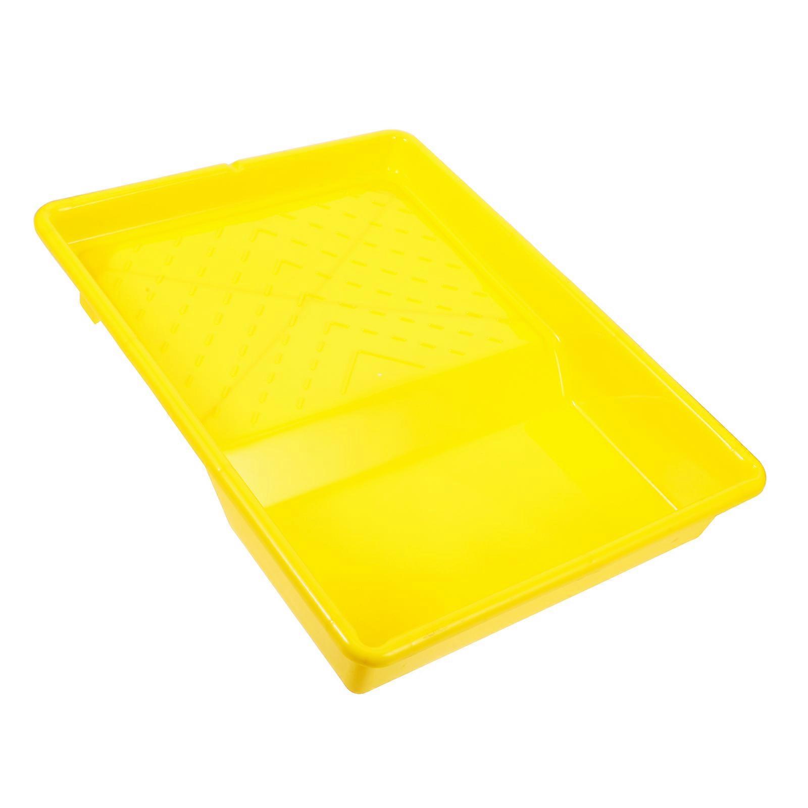 Plastic Paint Tray Pigment Mixing Professional Use Easy Cleaning Rectangular Compact Design Yellow 9 Inch 1Pack