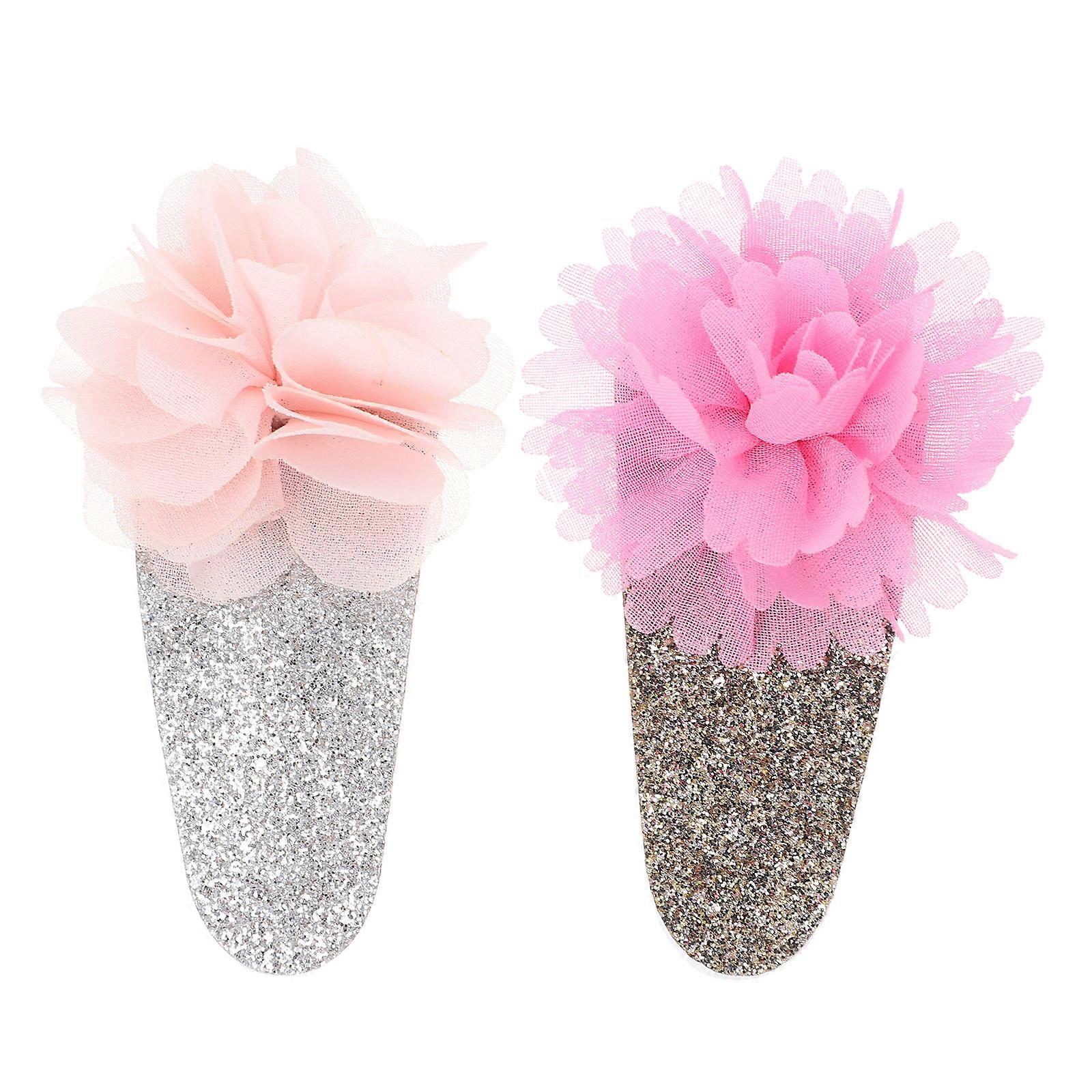 Grampos de cabelo para crianças design chique cocar flamingo cor rosada para meninas ocasião de Natal 2 unidades