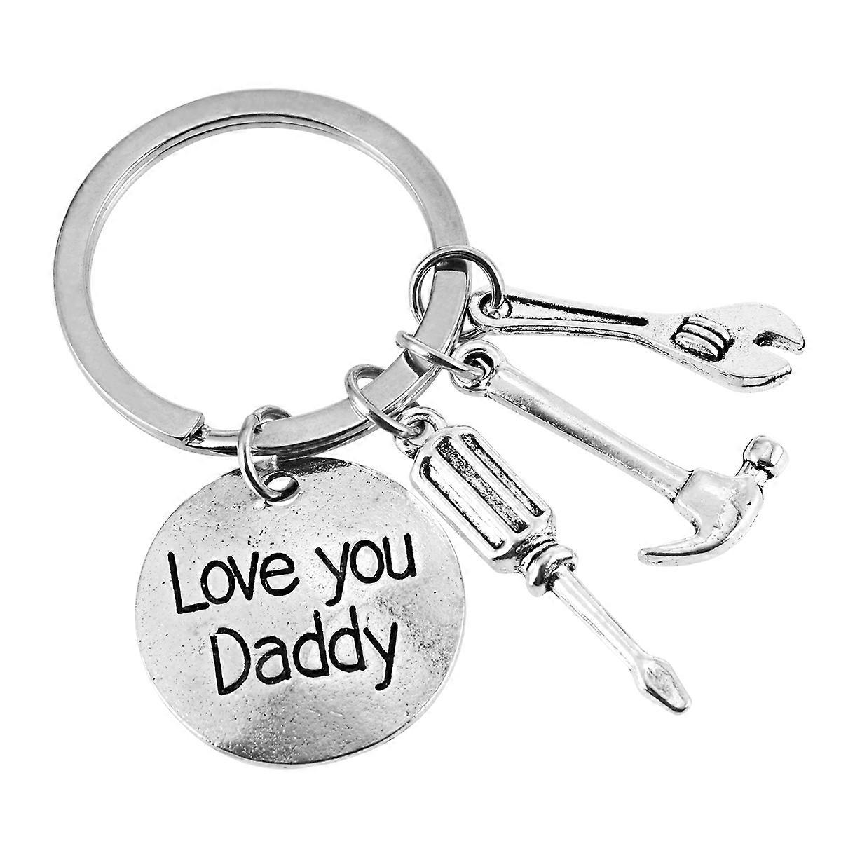Square Metal Keychains Tool Design Hanging Accessories for Dad 2Set