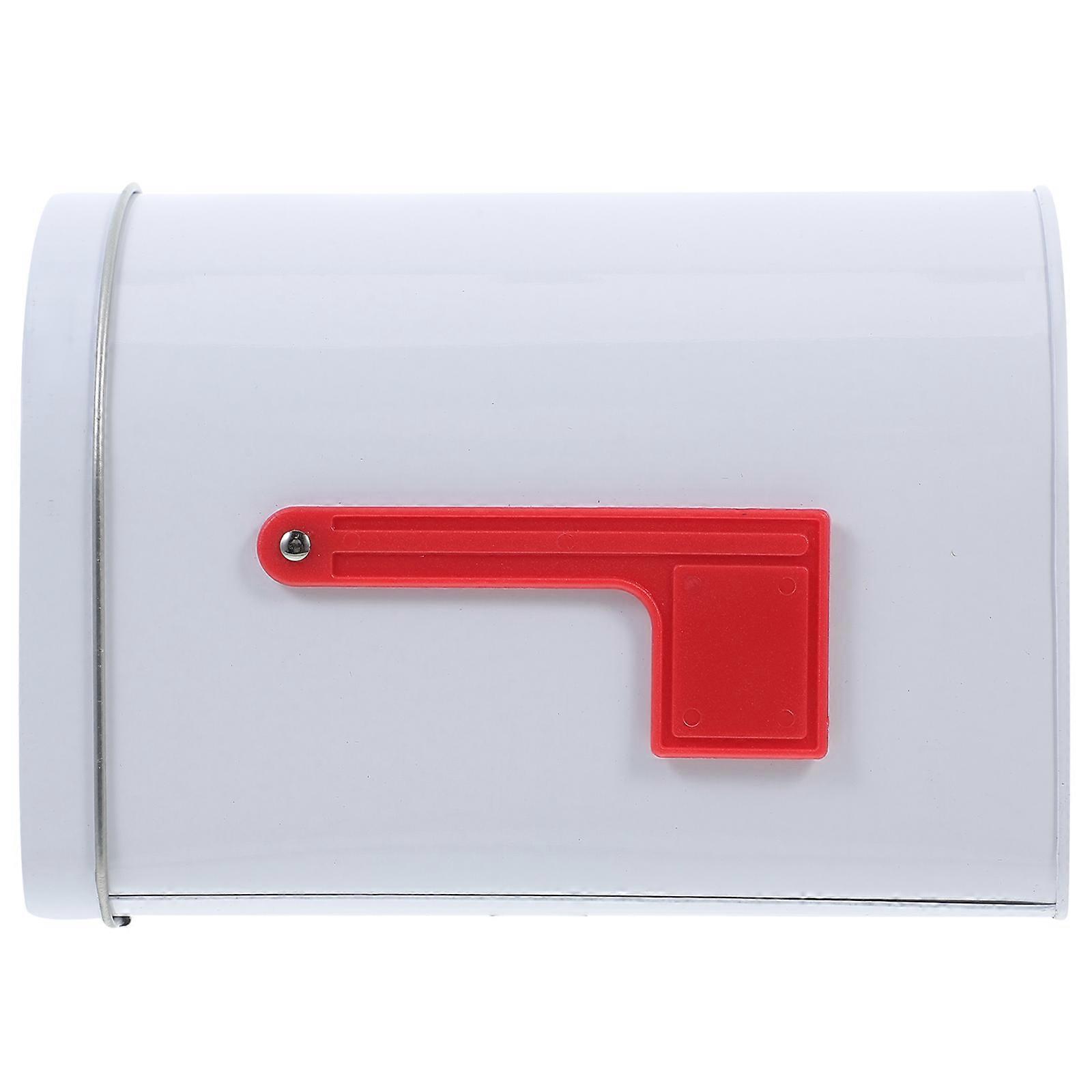 Tinplate Mailbox for White DIY Santa Mailbox with Raised Signal Flags Design for Playhouse, Home, and Office Storage