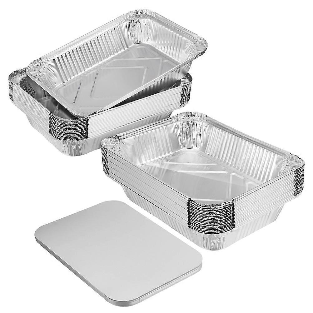 Aluminum Foil Pans Trays Practical Takeaway Containers Tableware Warmth Retention 50Set