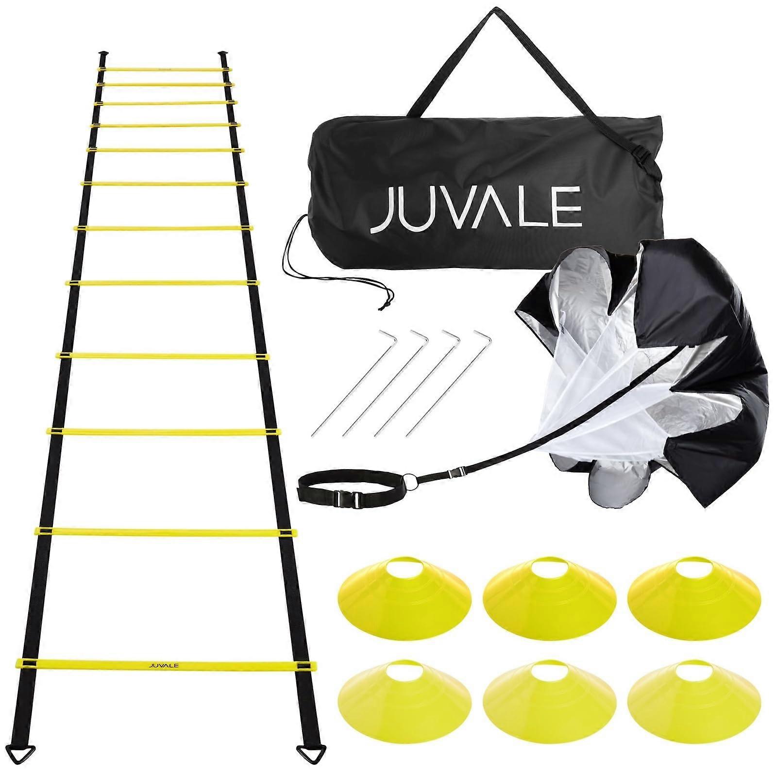 Speed and Agility Training Kit with 6 meter Ladder, Parachute, 6 Cones and Bag