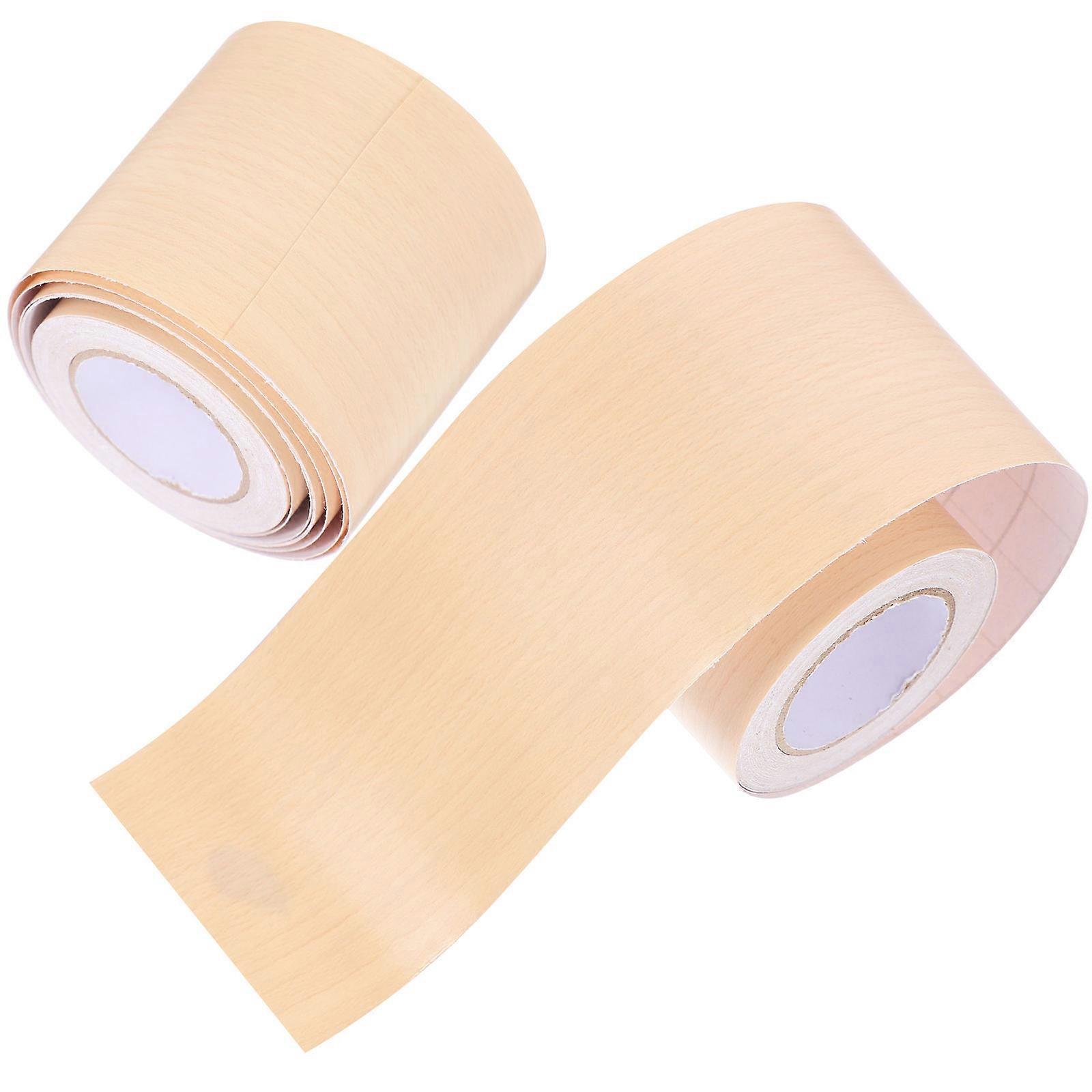 Baseboard Trim Skirting Board Covers For Baseboards Indoor Decoration Yellow Cypress Wood Grain 5 Meters Long Self-Adhesive 2 Rolls