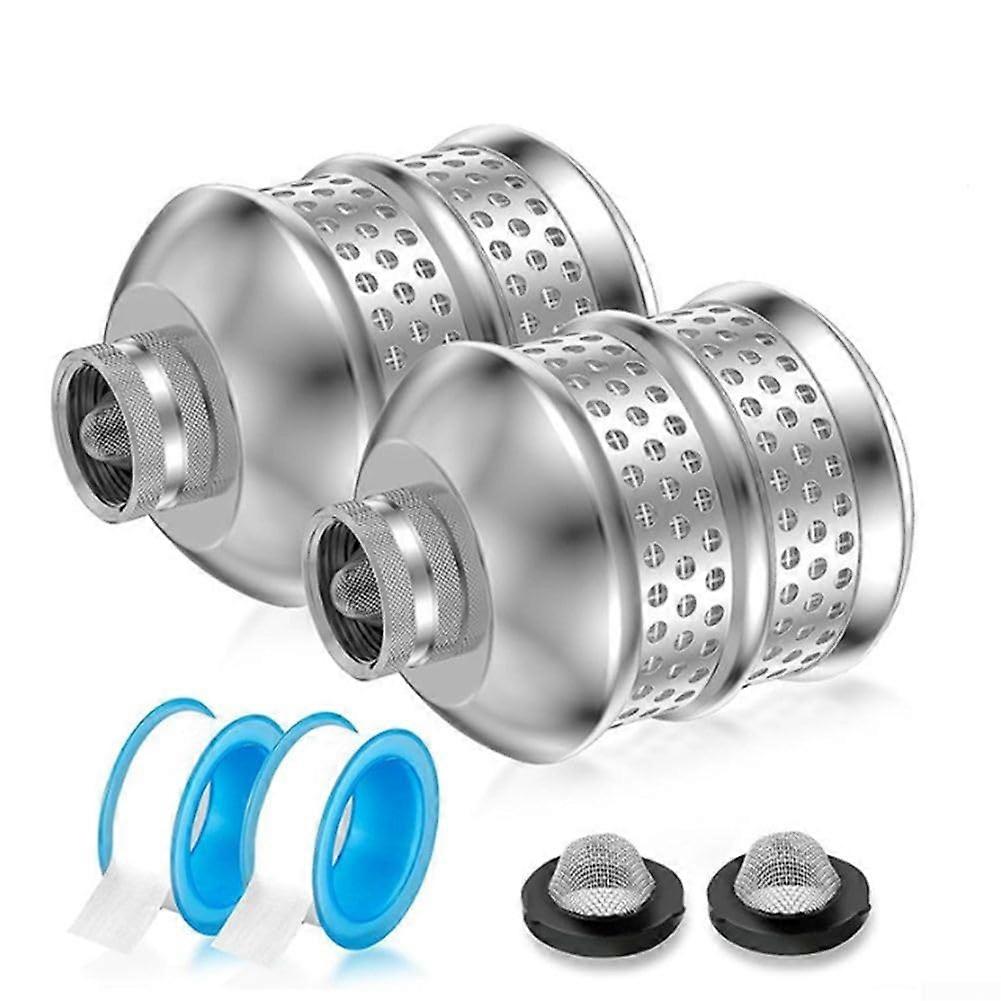4 piece set aluminum filter balls for garden irrigation, gentle sprinkler attachments with diffuser for sensitive plants, with hoses