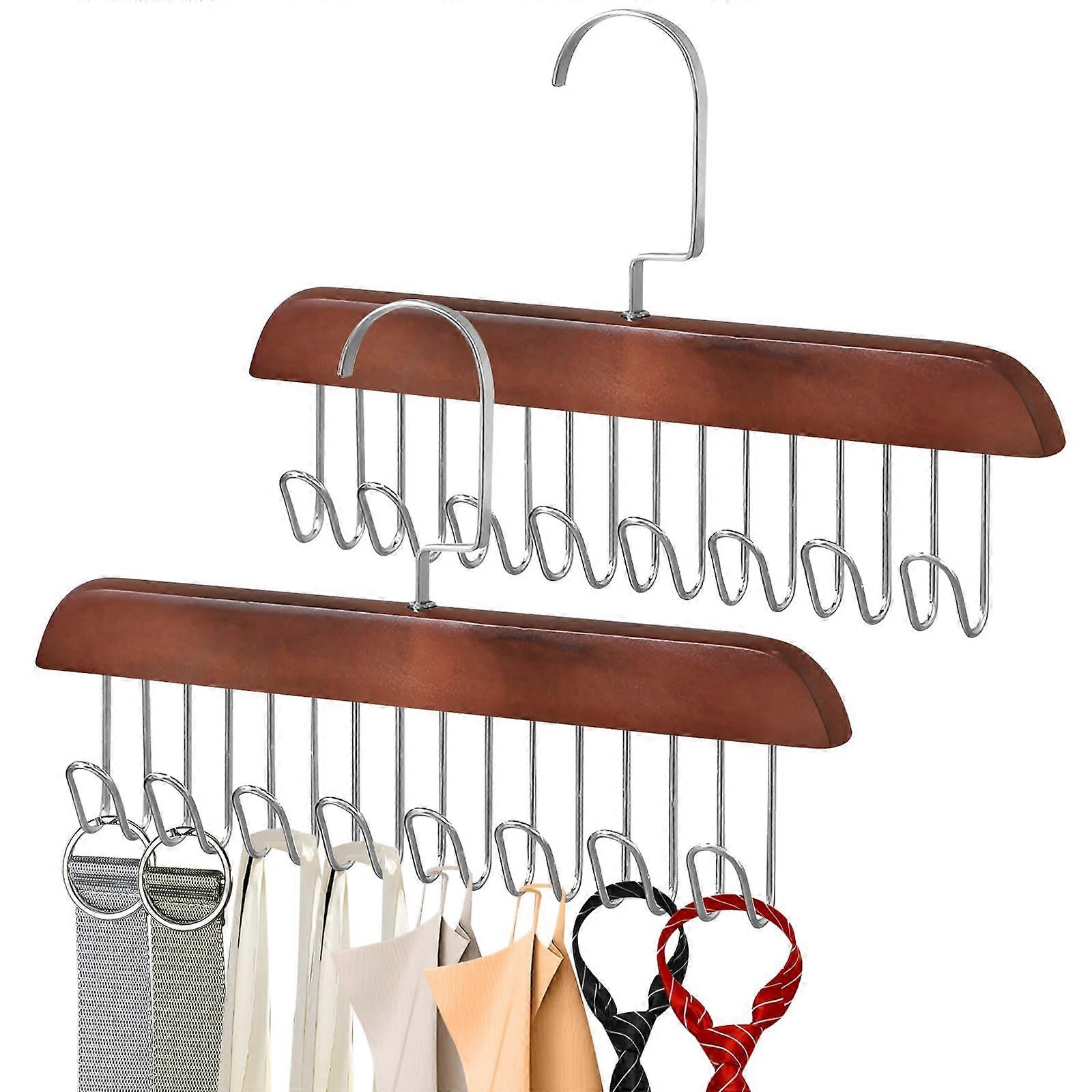 Multifunctional 360° Rotating Clothes Rack with 8 Hooks, 2 Pack