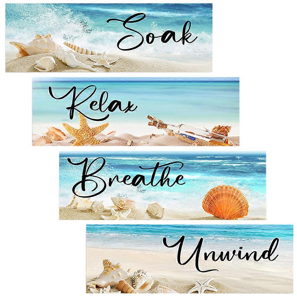 Beach Hanging Sign Wall Decor Home Decoration Rectangle Classic Beach Style 4Pcs
