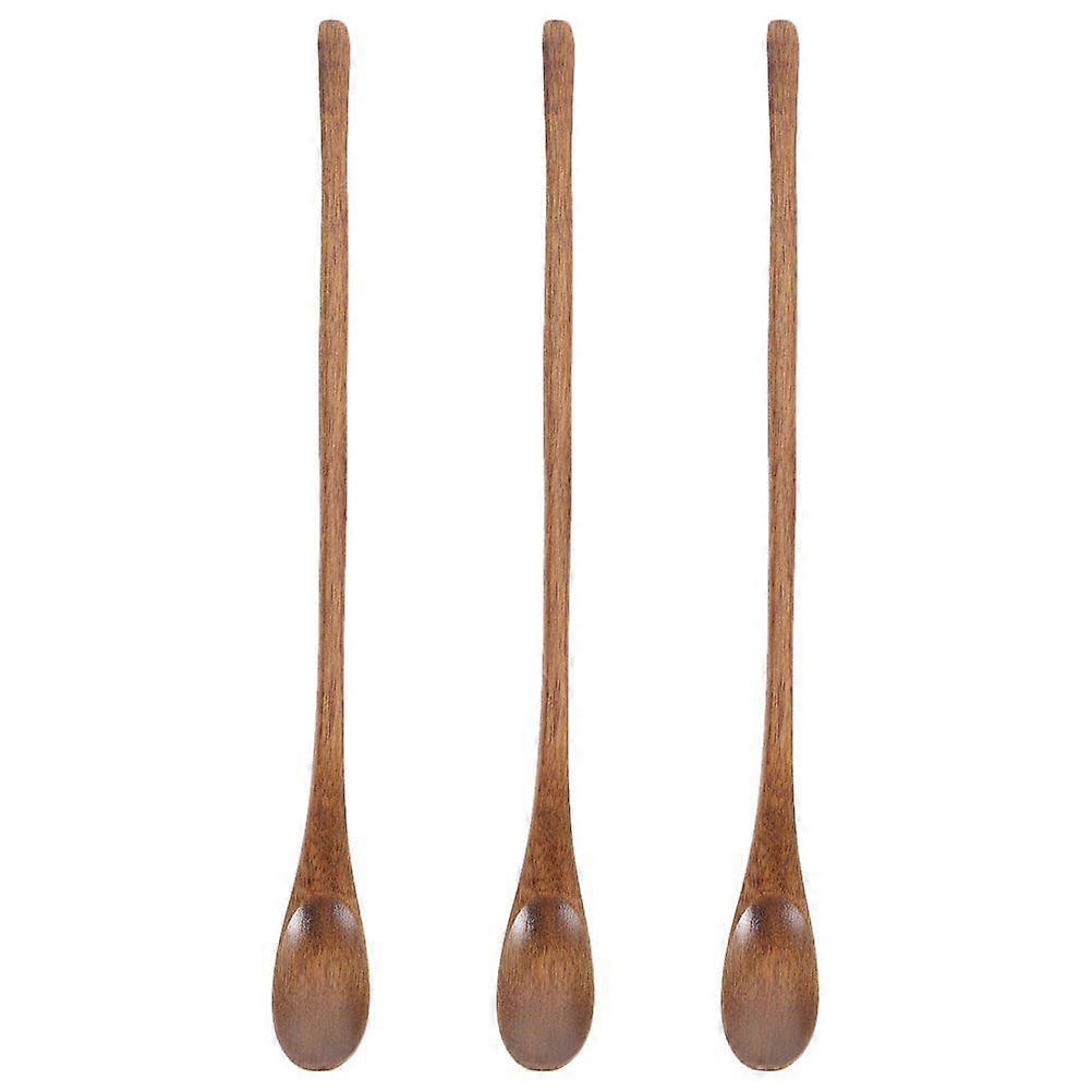 3stk salatske træ mad ske langt håndtag ris ske træ øse kaffe omrøring ske ske