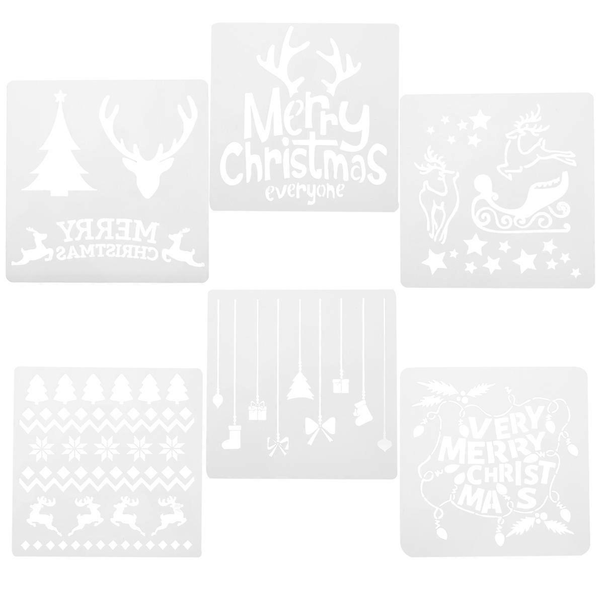 Painting Stencil Template For Handwriting Practice Album Decoration Square 13x13cm White Plastic 12Pcs