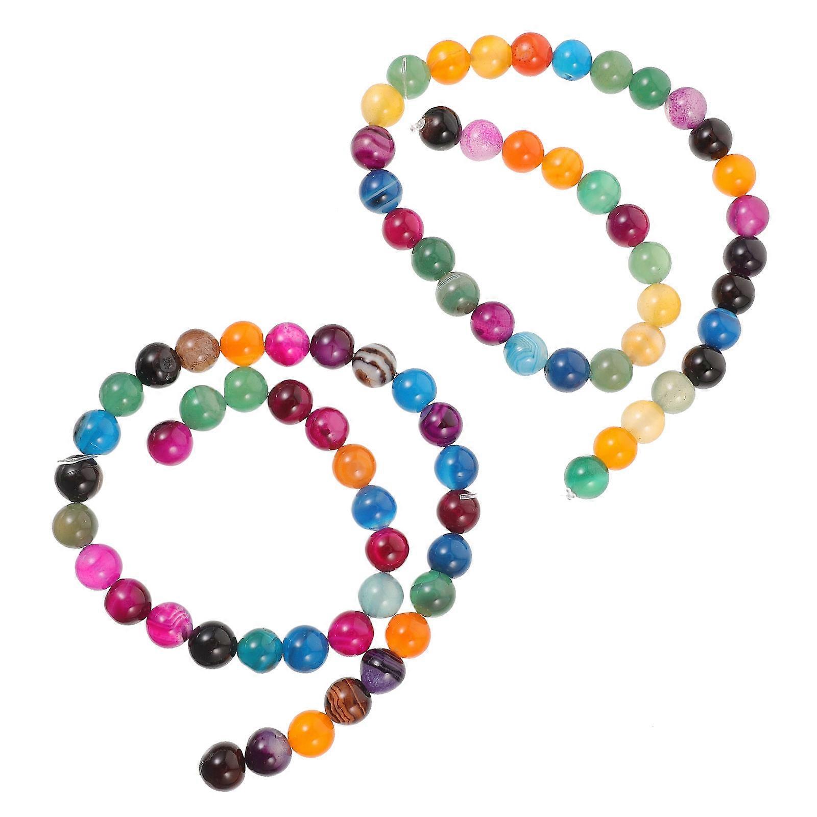 Jewelry Beads Natural Stone Beads For Diy Projects Multicolor 14.6X0.4X0.4in For Handcraft Enthusiasts 2 Strings