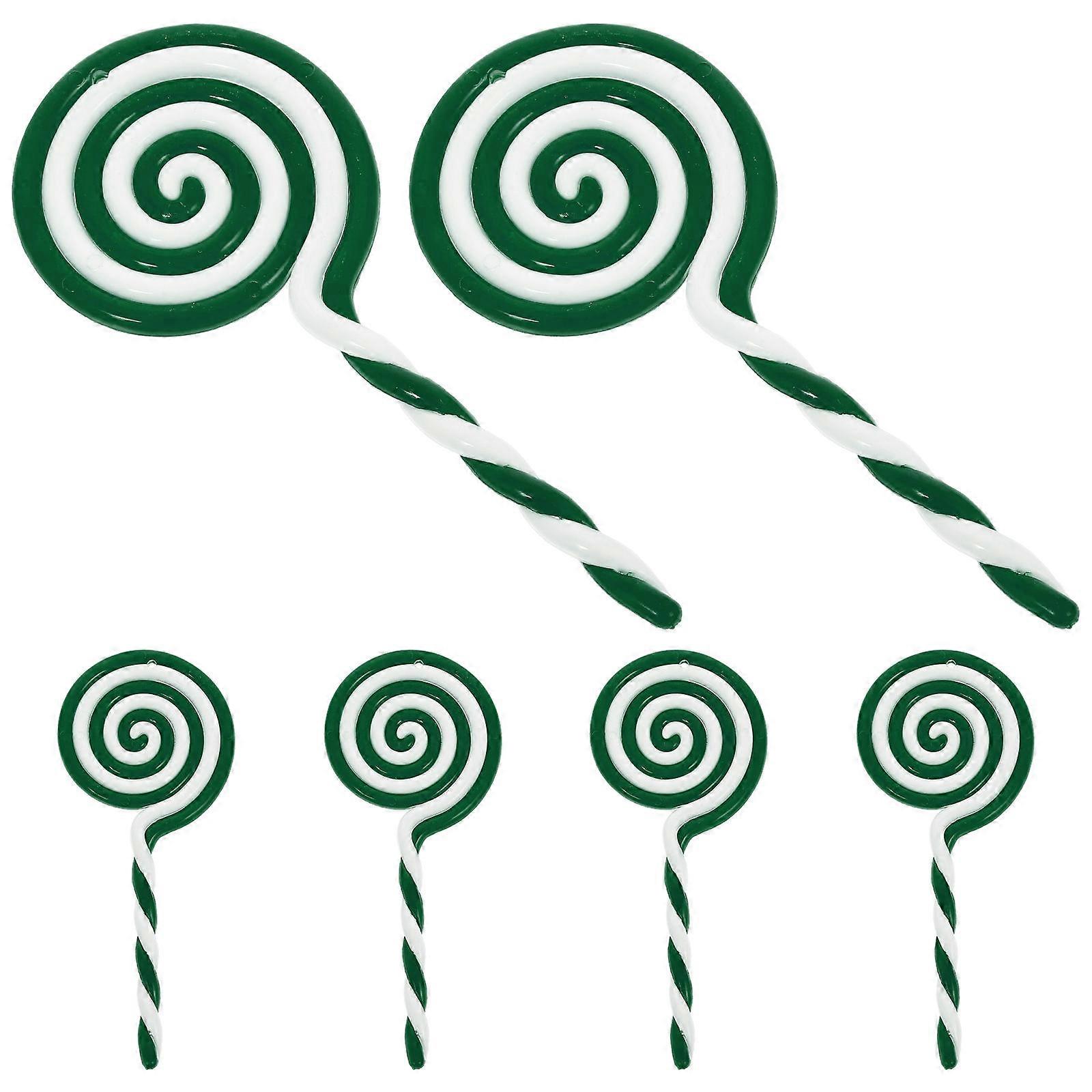 Simulation Design Lollipop Cutouts Photo Booth Party Celebration Use 6Pcs Green PP Material