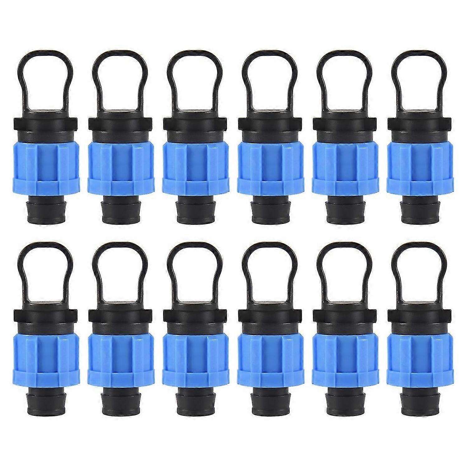 12 Pcs Drip Irrigation Tubing End Cap Plug 1/2 Inch Universal End Cap Fitting, Compatible with 16-17