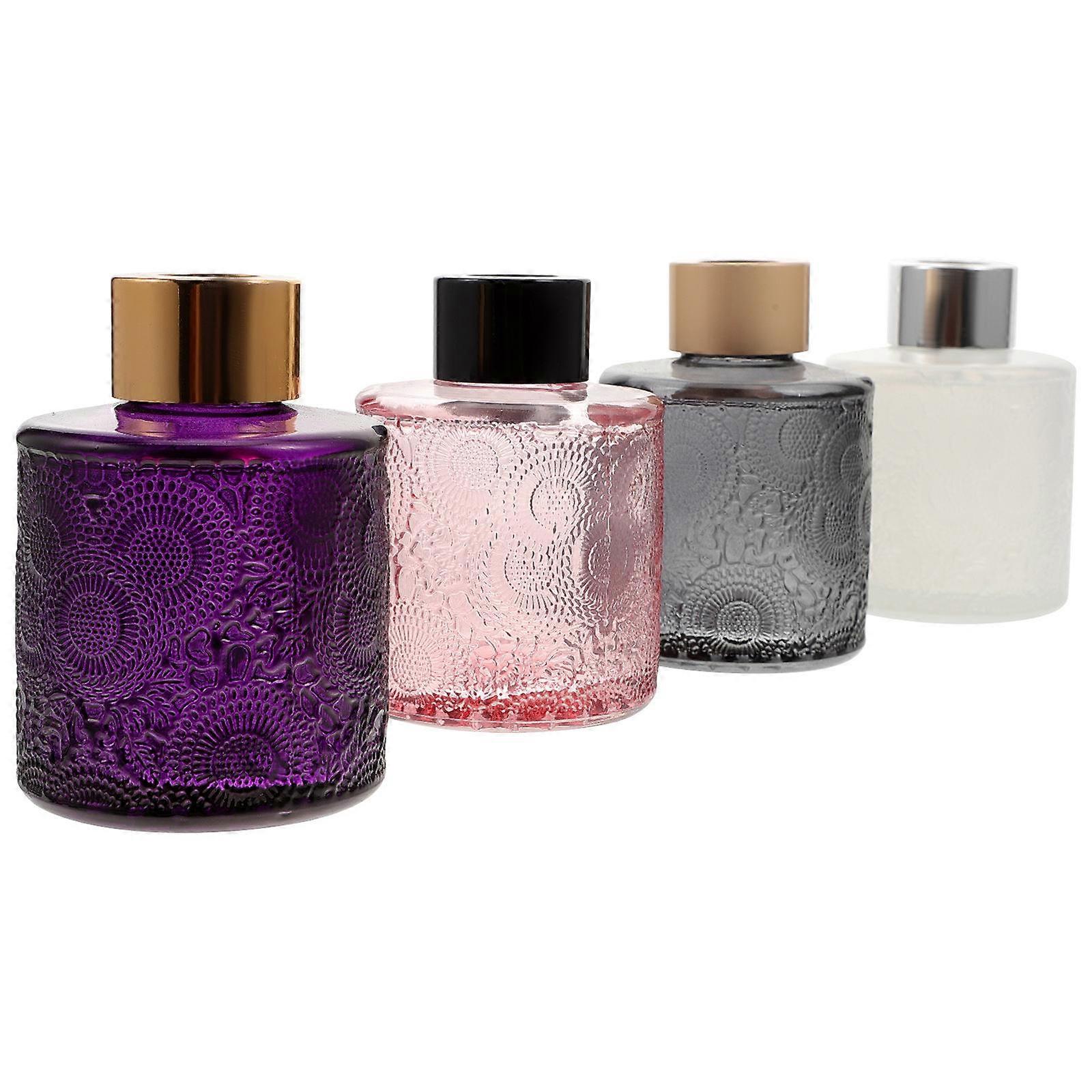 4pcs Glass Aromatherapy Bottles for Essential Oils with Wide Mouth and Elegant Design Assorted Color