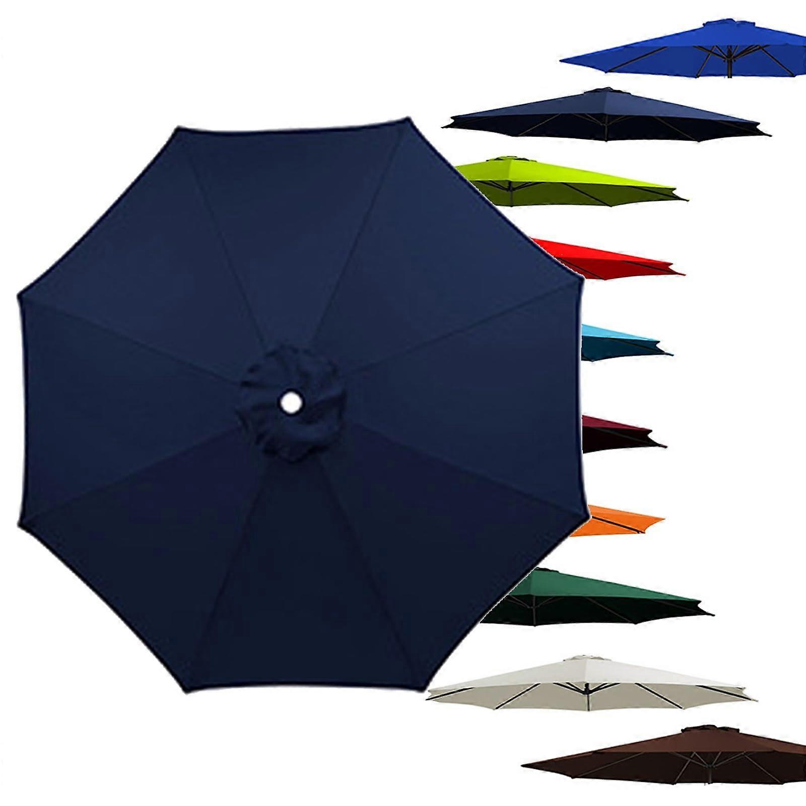 Parasol Replacement Cover 8 Struts 2m 2.3m 2.5m 2.7m 3m 3.5m Navy Fabric UV Protection for Garden Patio Umbrella
