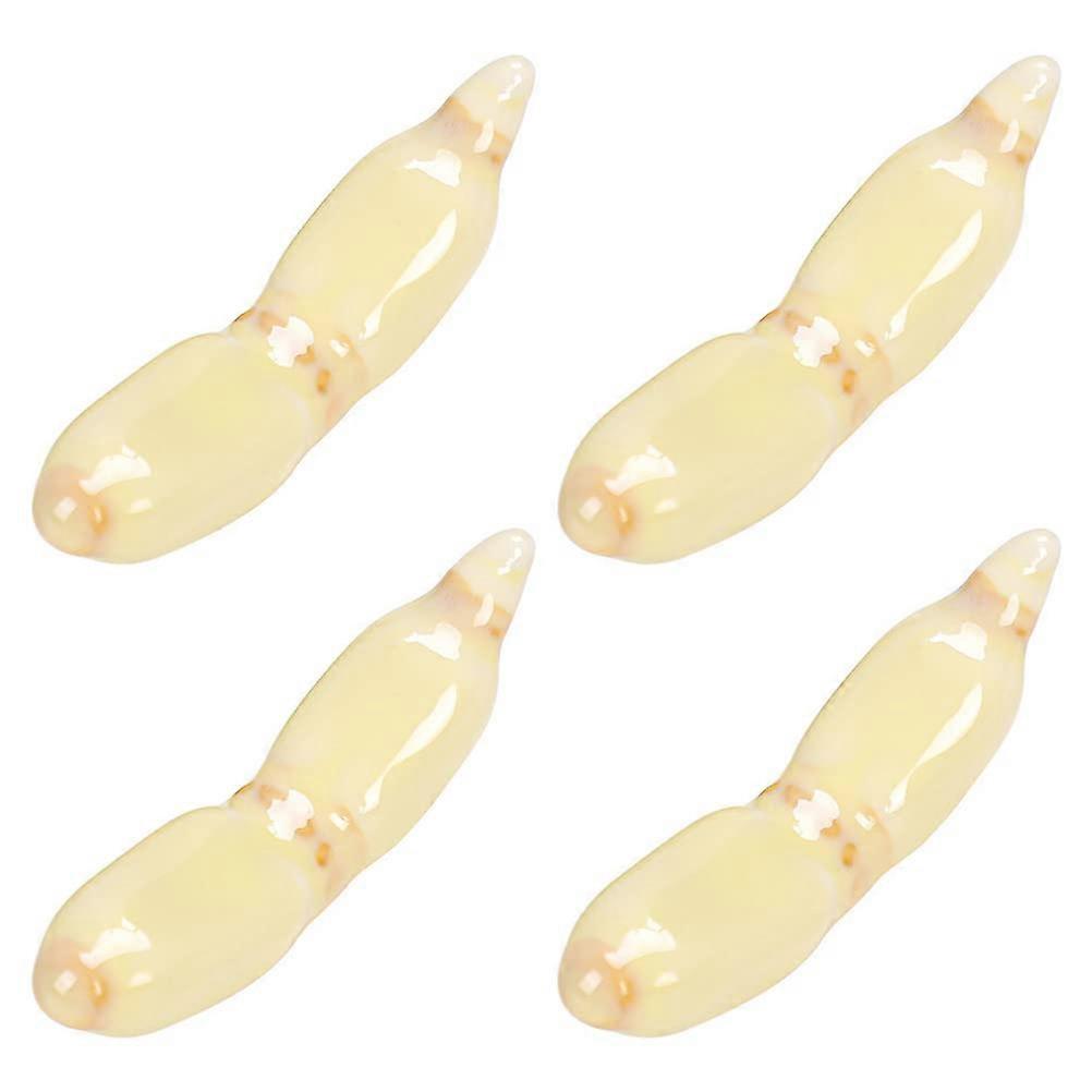4part chopstick rack made of ceramic with lotus root design, chopstick holder for home, kitchenware (beige)