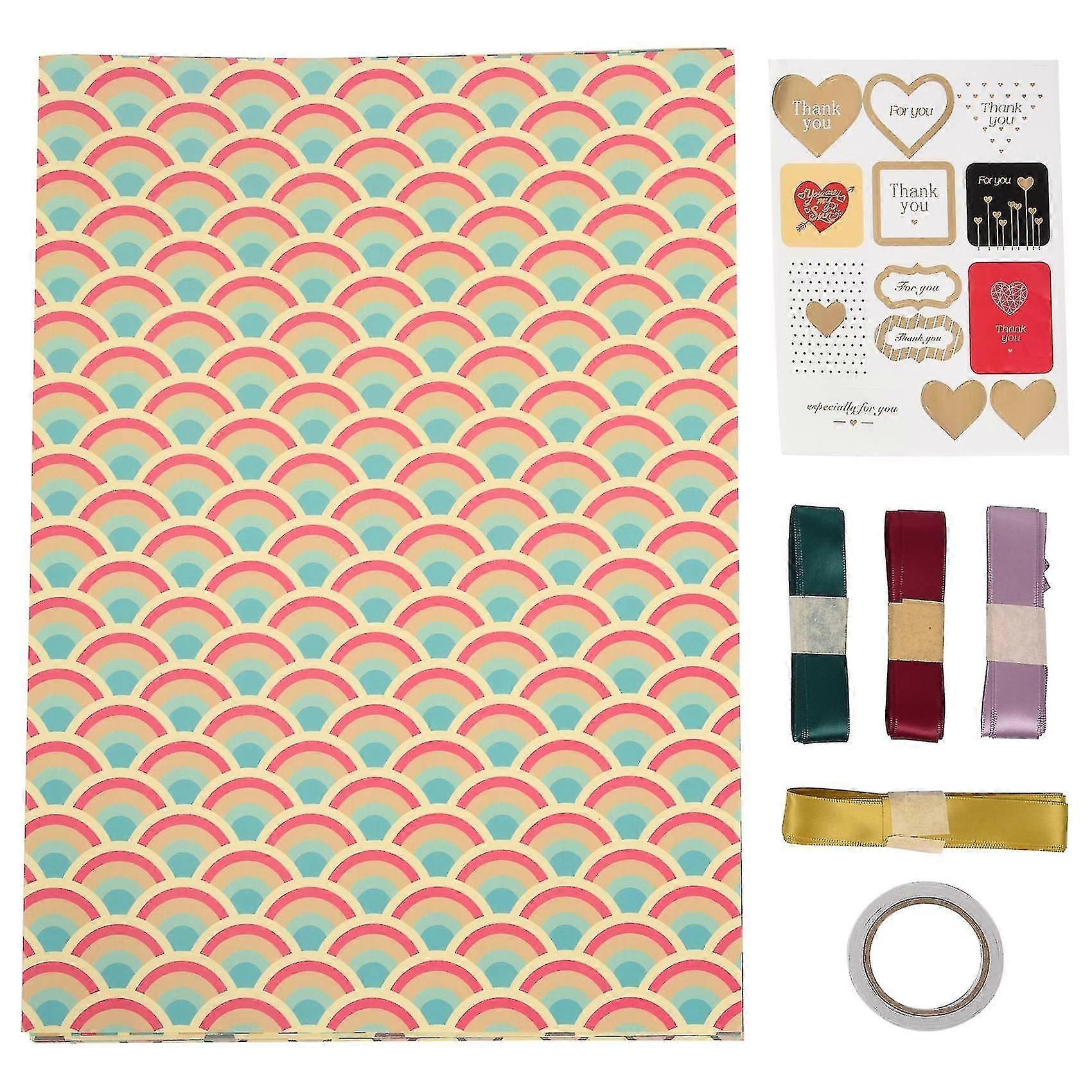 Wrapping Paper Sheets,birthday Wrapping Paper Set Included 6 Pcs Papers,ribbon