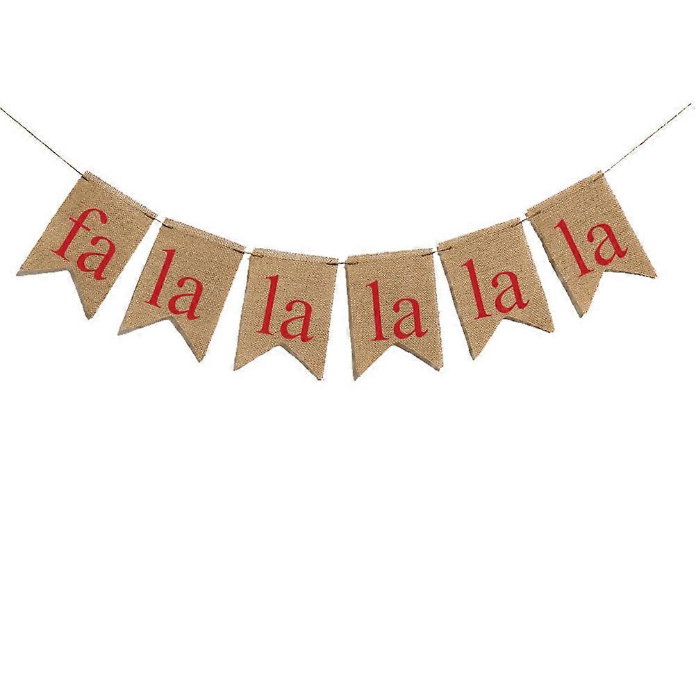 Holiday Banner Burlap Bunting Decoration Christmas Party Rectangular Flags Khaki 13 x 18 x 50 Cm Attract Attention 1Set