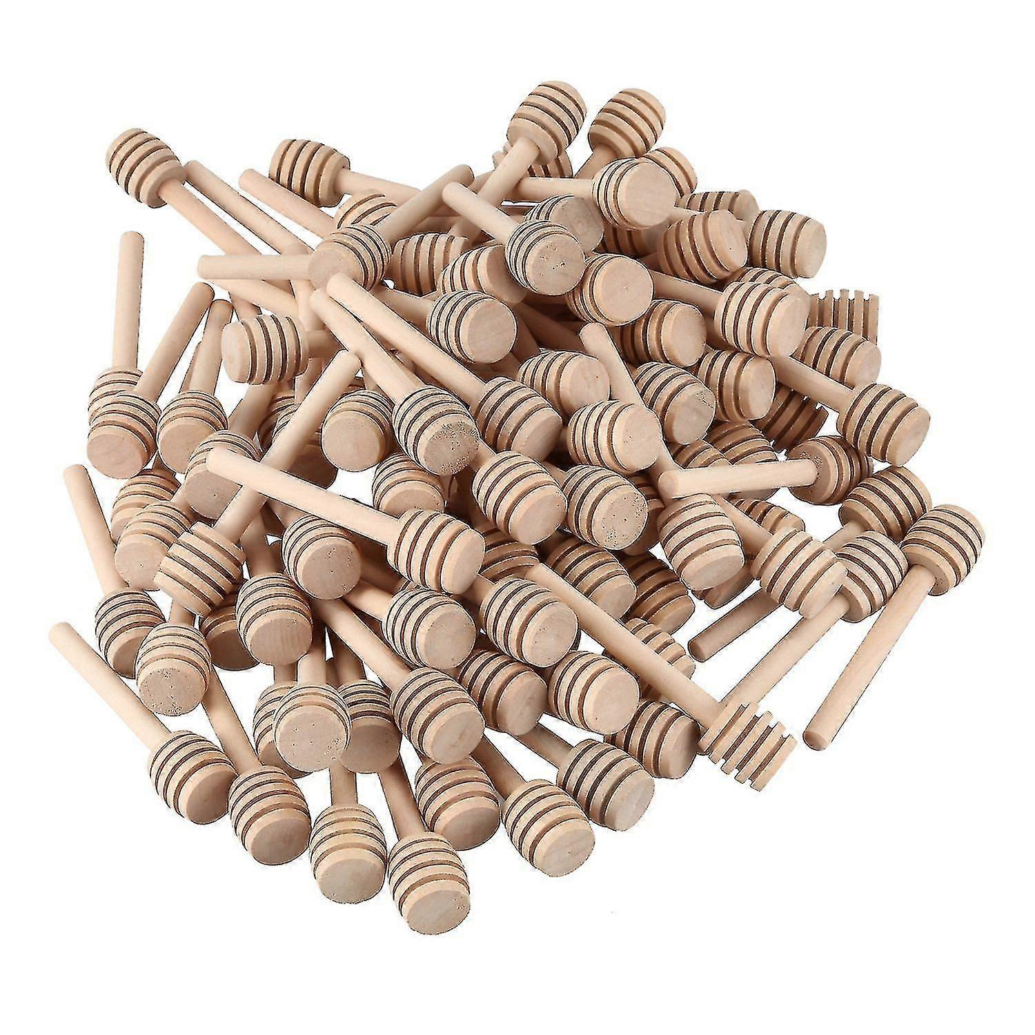100 Pack Of Mini 3 Inch Wood Honey Dipper Sticks, Individually Wrapped, Server For Honey Jar Dispense Honey, Wedding Party Favors