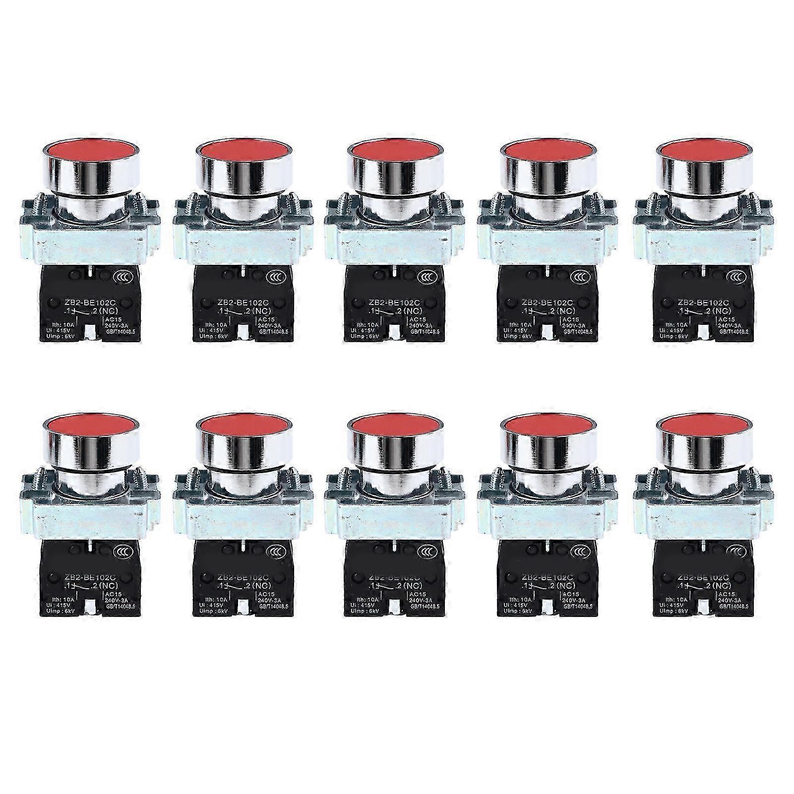10 Pcs 22mm Push Button Switch Self Reset Start Stop Button AC240V