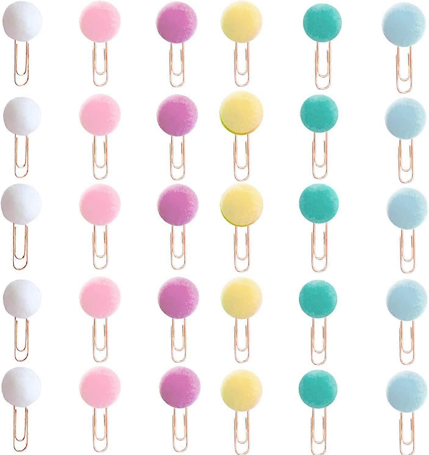 30 Plush Bookmark Colored Paper Clips for DIY Decor or Markers