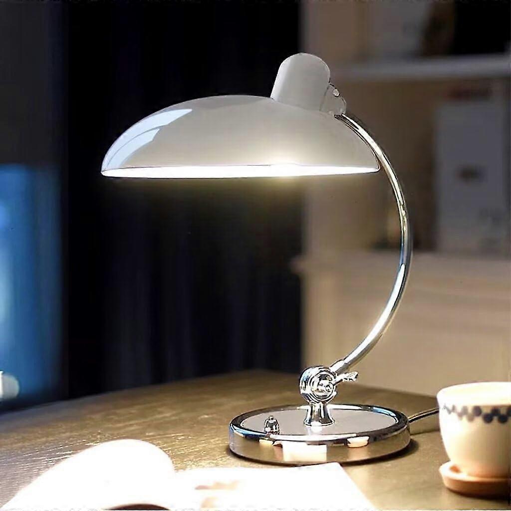 Retro Table Lamp with Vintage White Finish, Simple Art Design, Decorative Bedside Lighting for Bedroom and Living Room