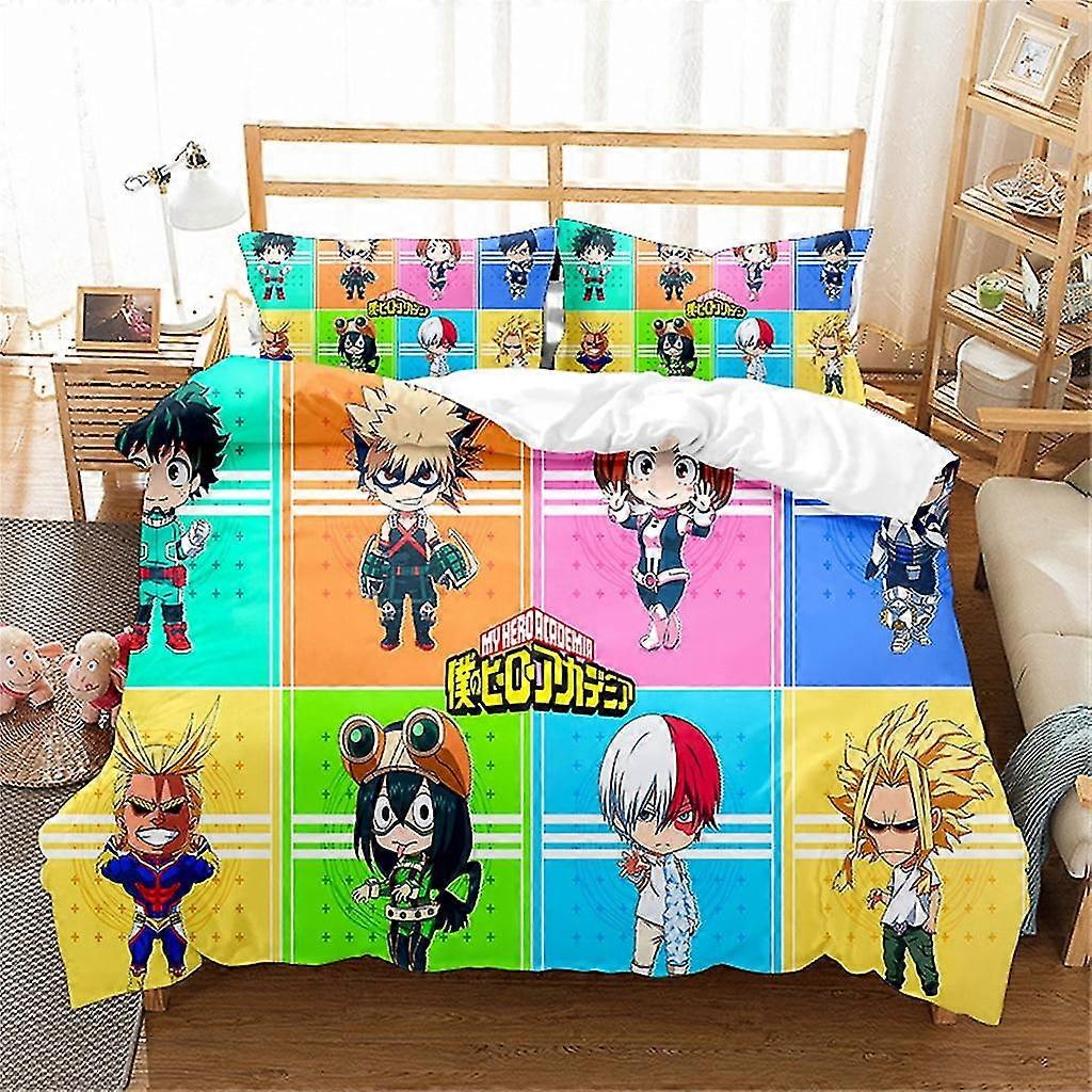 My Hero Academia Zestaw pościeli dla bliźniaków Full Queen King Size Miękka poszwa na kołdrę z mikrofibry Anime 1 i 2 poszewki na poduszki Prezenty dla fanów