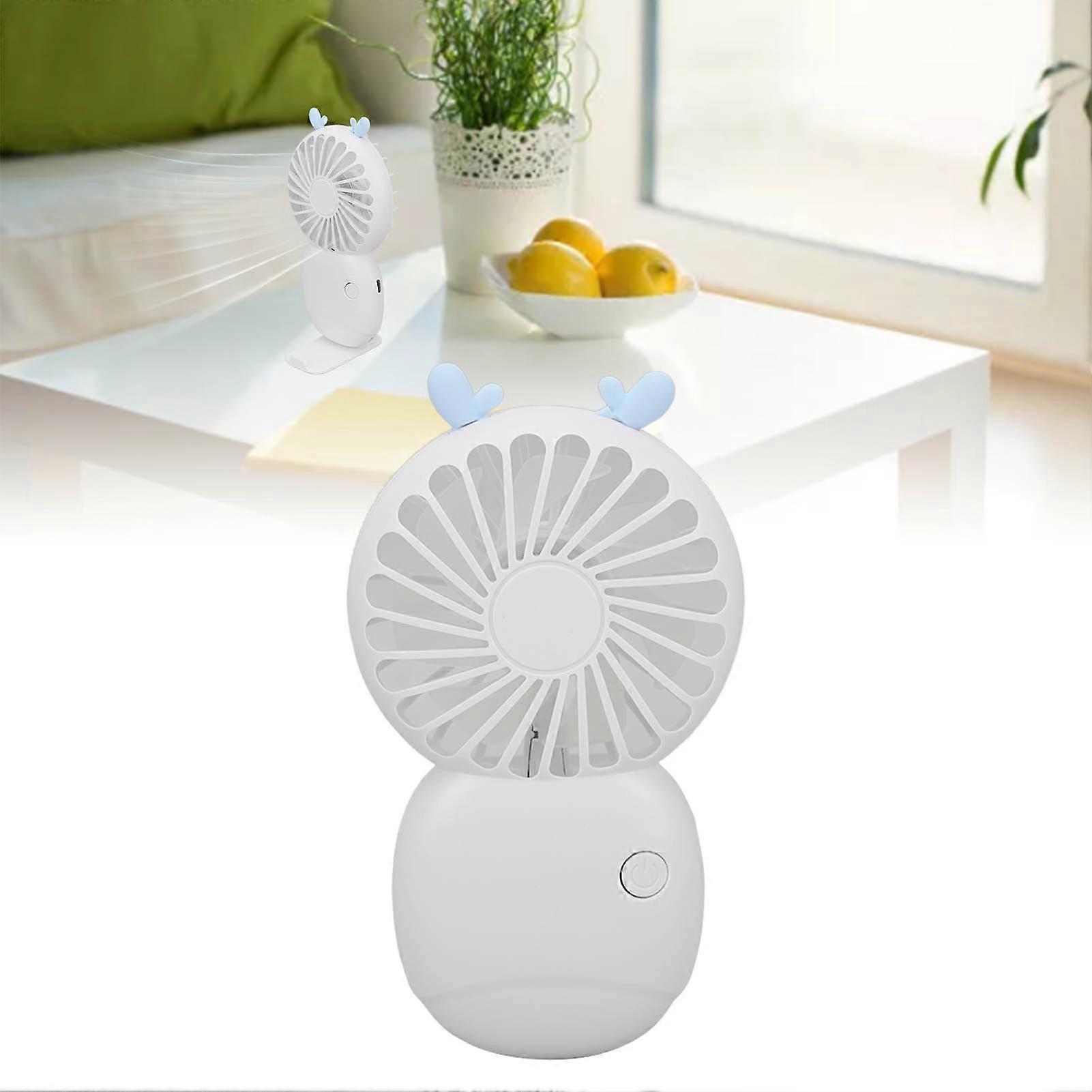Mini Portable Pocket Fan USB Rechargeable Handheld Fan Speed Adjustable Small Desk Cartoon White Fanner 