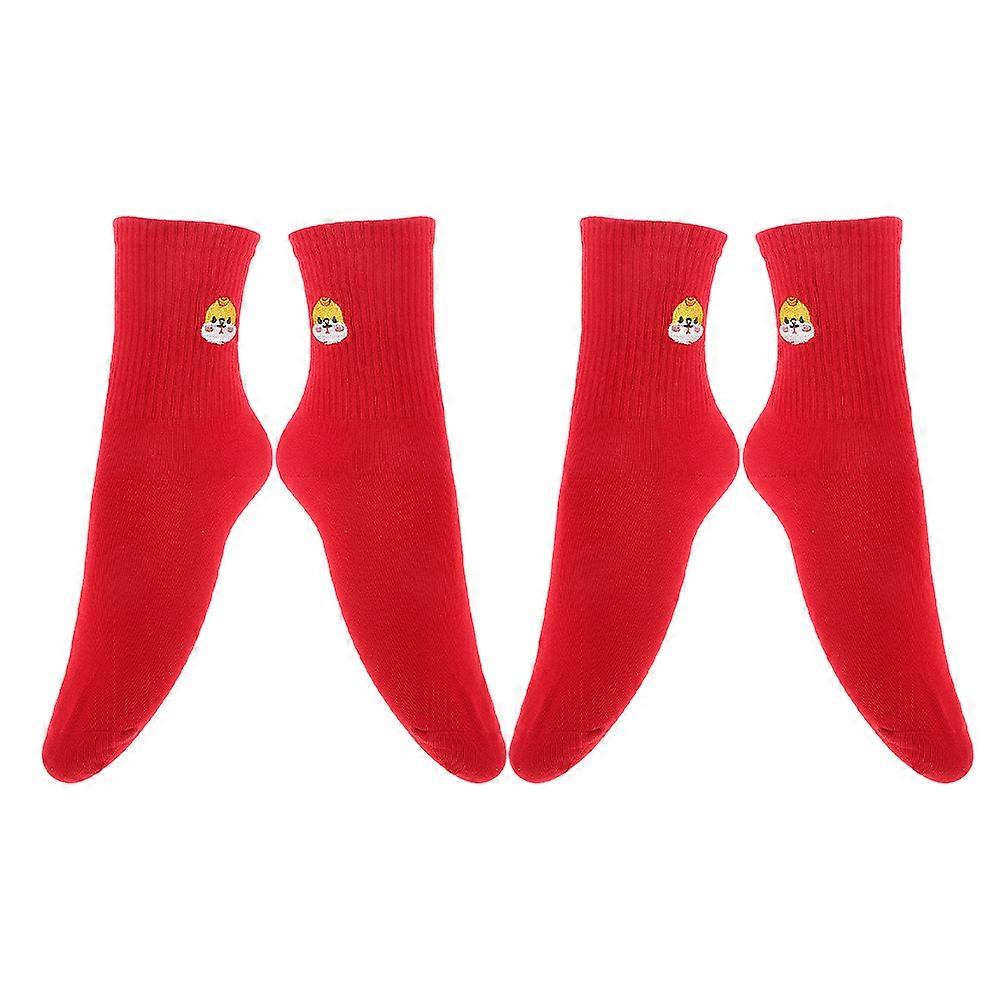 Snake Socks Chinese New Year Decorations Red Mid-Calf Comfortable Warmth 2Pairs