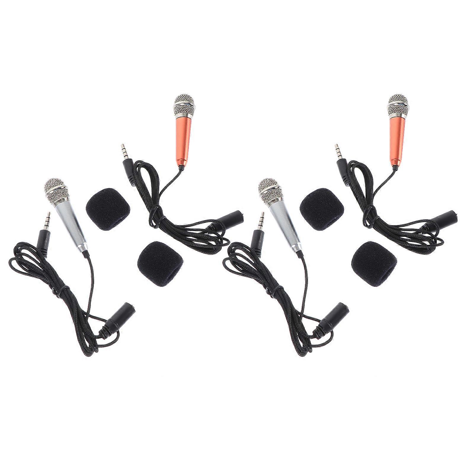 Singing Mic Portable Microphone Recording Compact Aluminum Alloy Battery Life 8-12 Hours 4Pcs