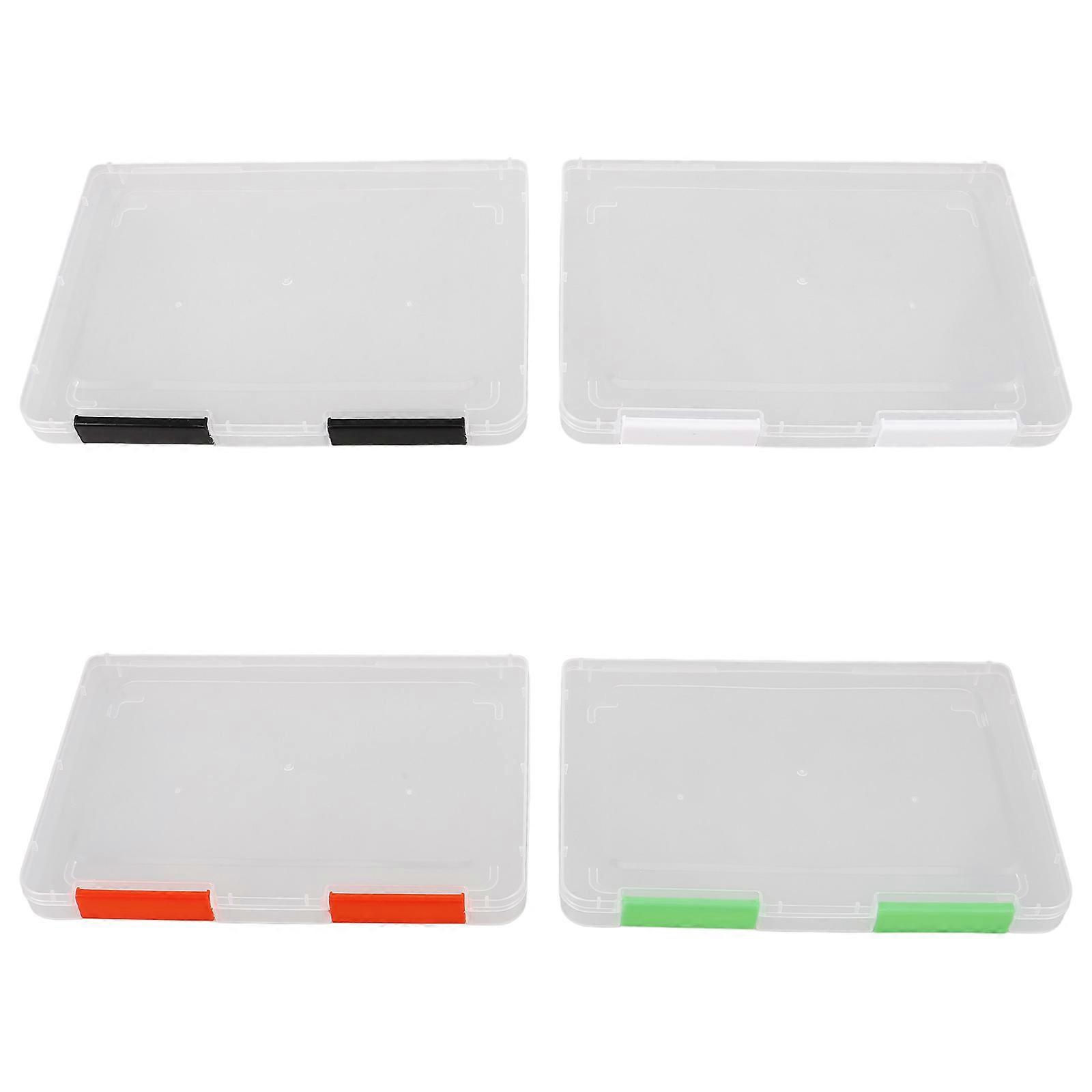 4pcs Transparent Storage Box File Organizer for Cards & Documents Office Travel Desk Organization