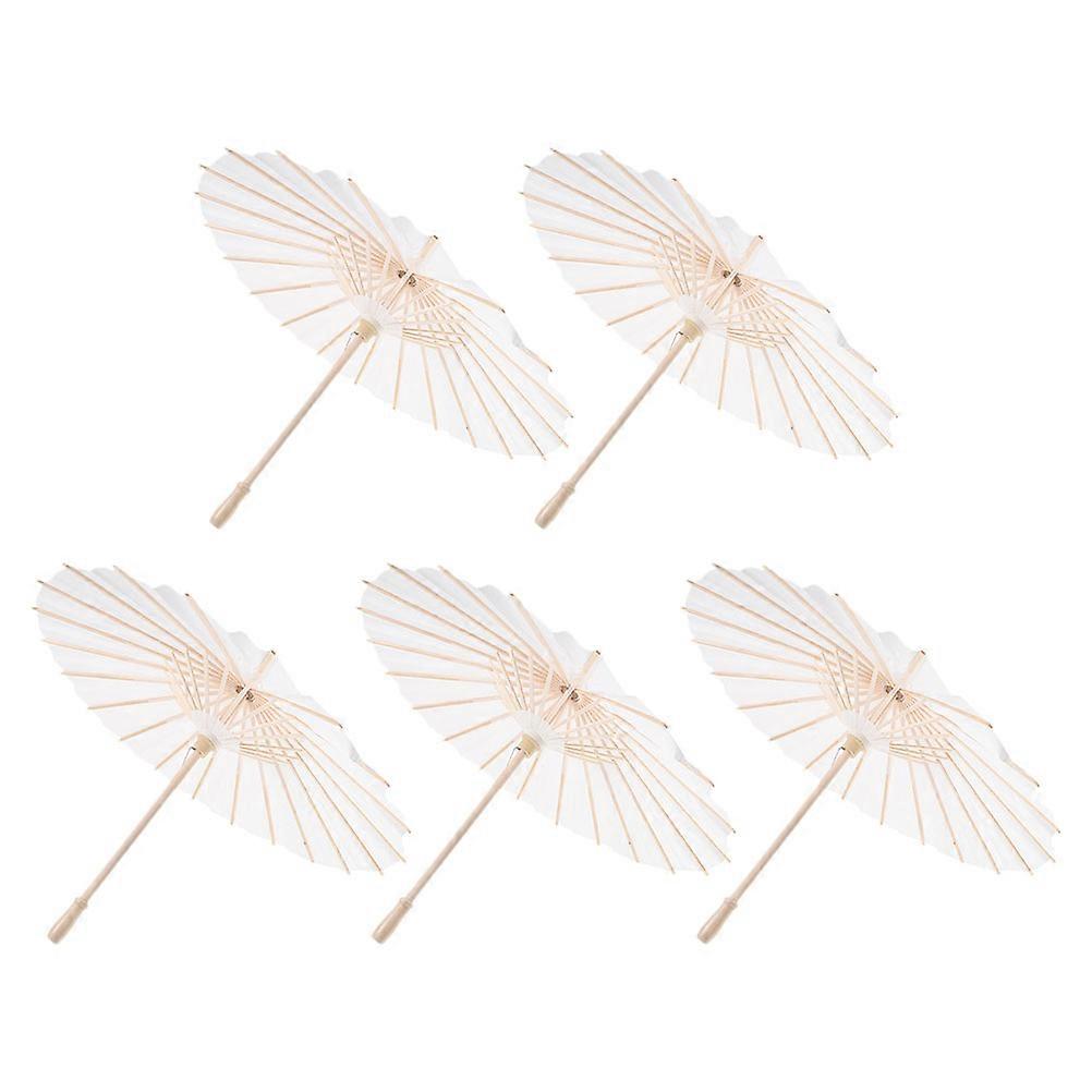 Here's a polished product description based on your input:

 

**5pcs DIY Paper Parasol with Solid Wood Frame – Blank White Oil Paper Umbrellas for