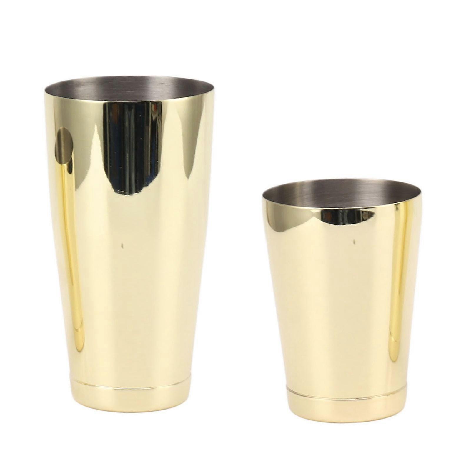 304 Stainless Steel Cocktail Shaker 2 Section Bartending Mixer Bar Wine Cup Shaker Gold Plated with Bottom Cup 