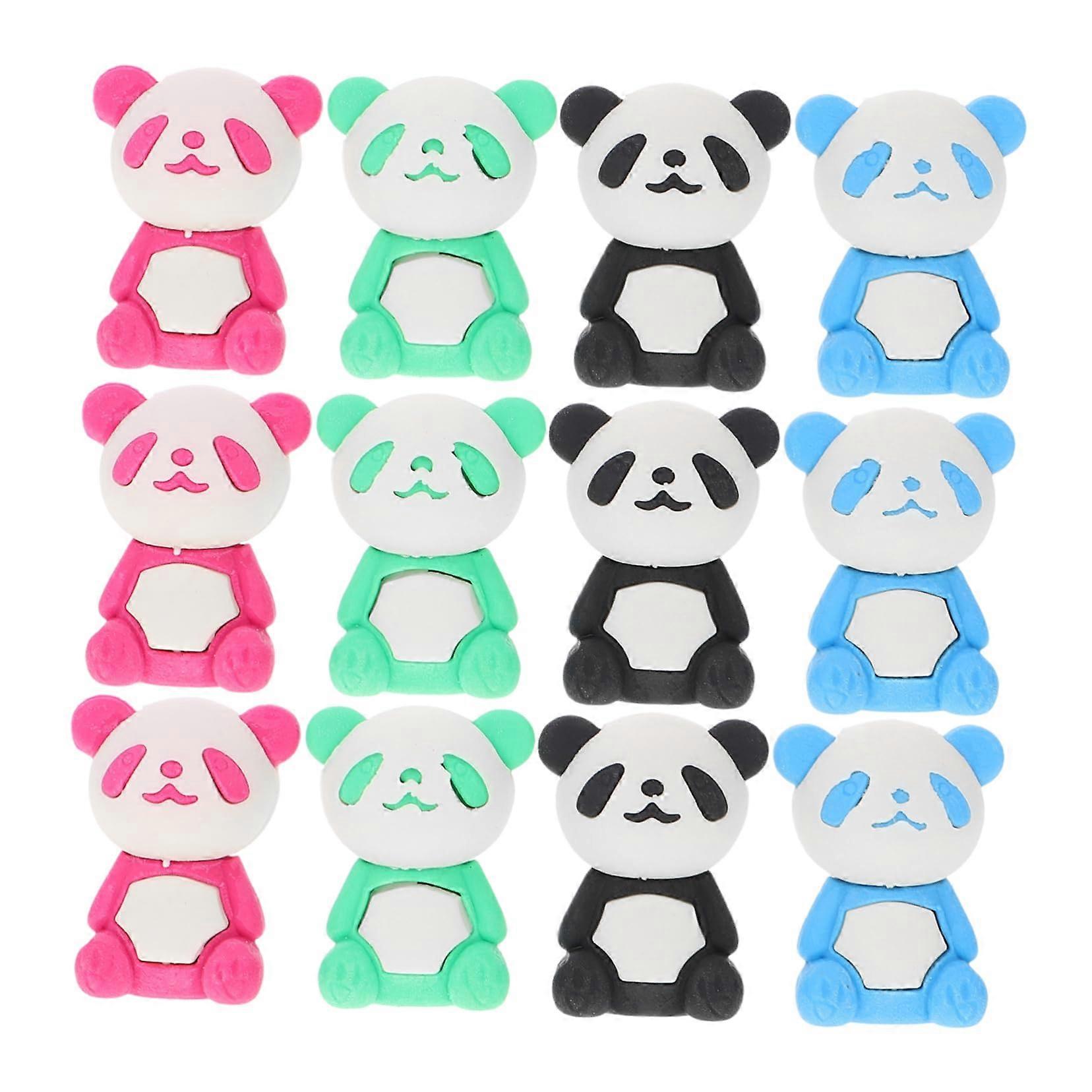 16 pieces Cartoon Panda Erasers, Random Colors, for Classroom or Office Decoration