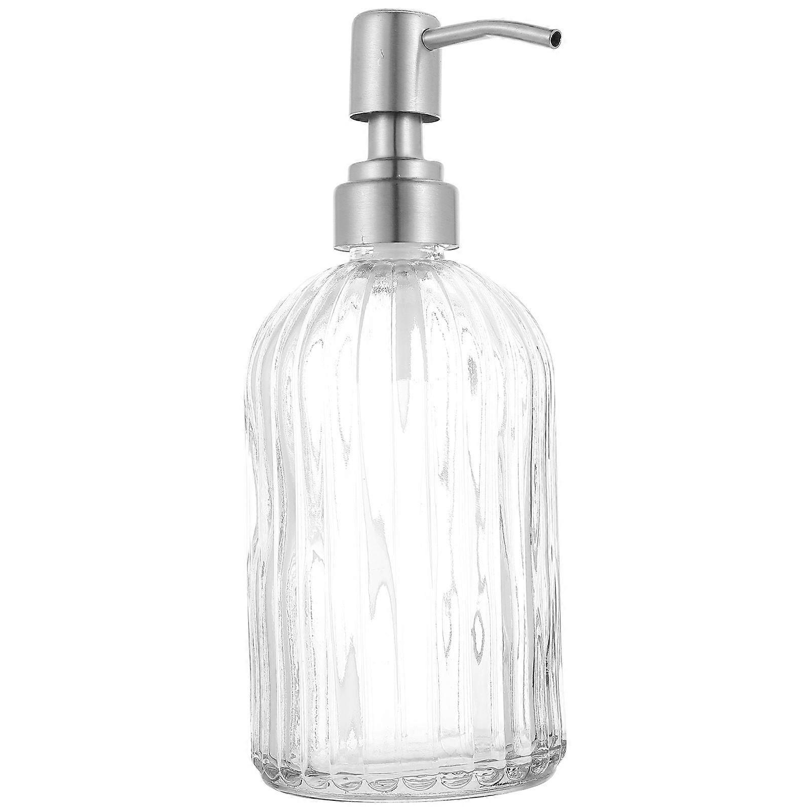 Glass Bottle With Pump Simple Style Decorative Soap Dispenser For Home Use 19x7.6x7.6cm Refillable 1Pack