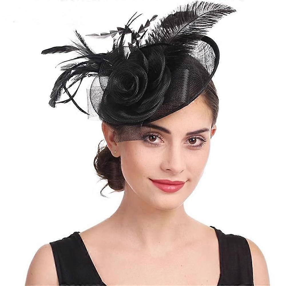 Fascinator Hat for Women, Black Cocktail Hat, Bridal Headpiece, Women's Party Accessory, Elegant Hat