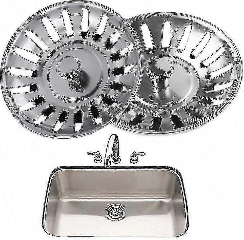 Stainless Steel Sink Strainer Basket, 2-Pack Universal Drain Protector with Brass Nut & Rubber Seal for 79-81mm Overflow Basins