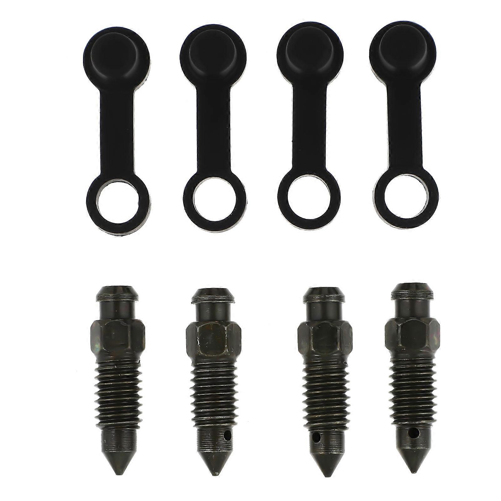 4 Sets Motorcycle Brake Caliper Bleed Screw Nipples with Dust Cover